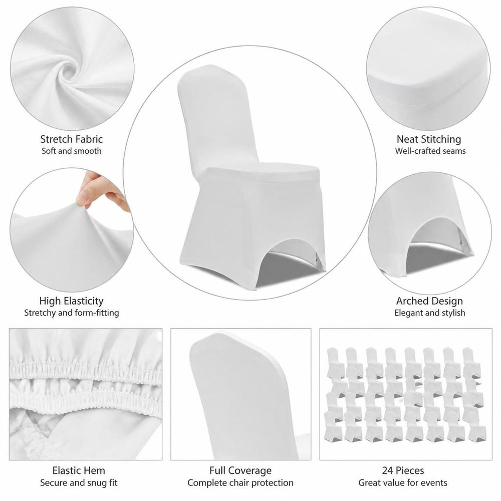 Housse de chaise blanche d'un mètre de hauteur, lot de 24