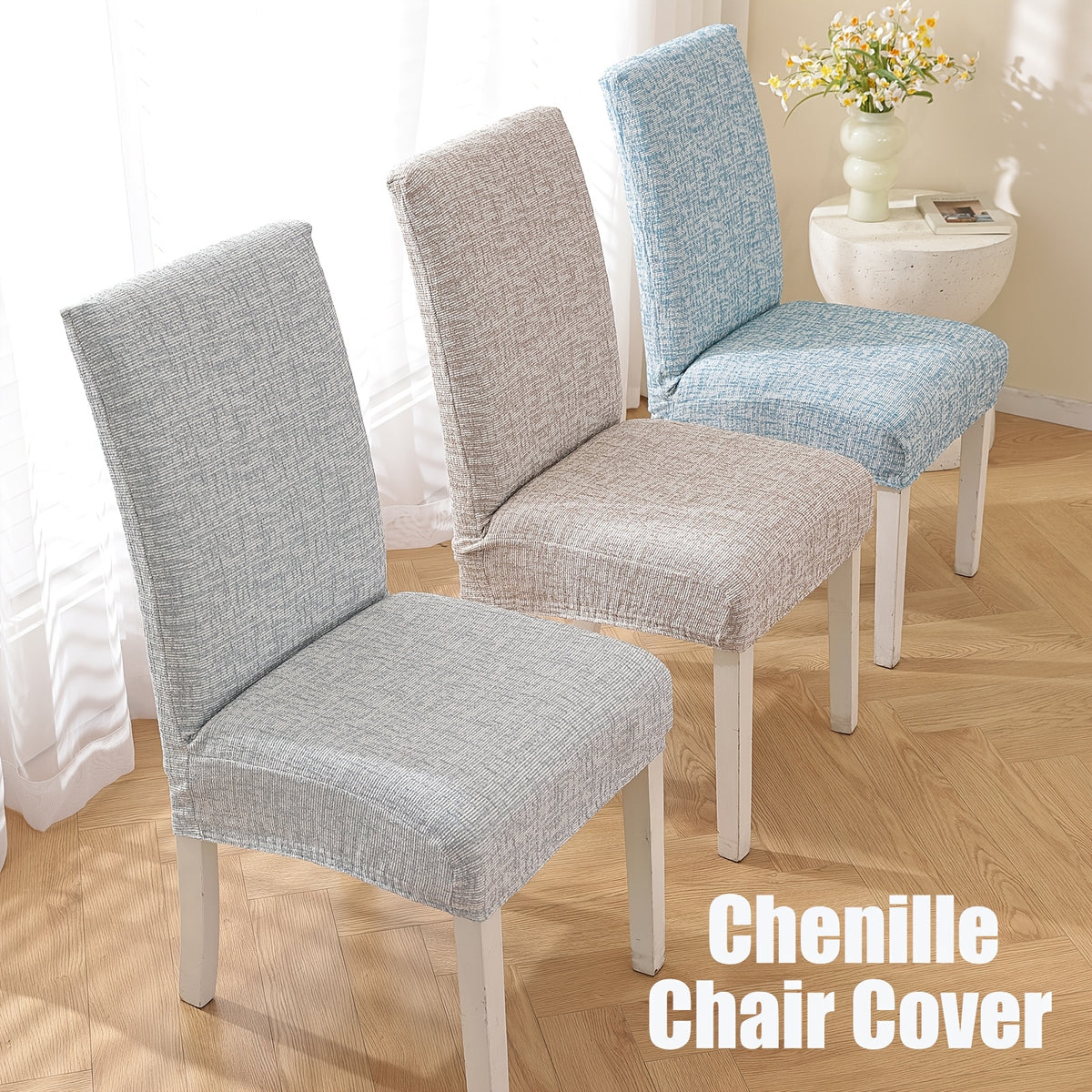 Housse de chaise en chenille 400 g, quatre teintes mouchetées