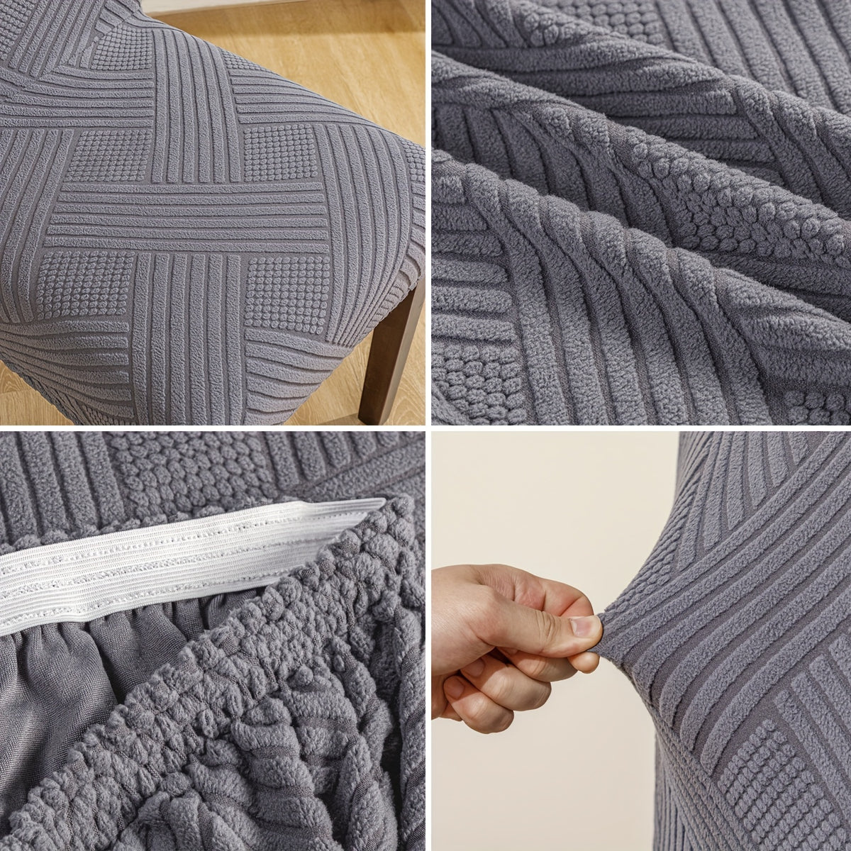 Housse de chaise damier gaufré, ensemble de 4 ou 6 pièces