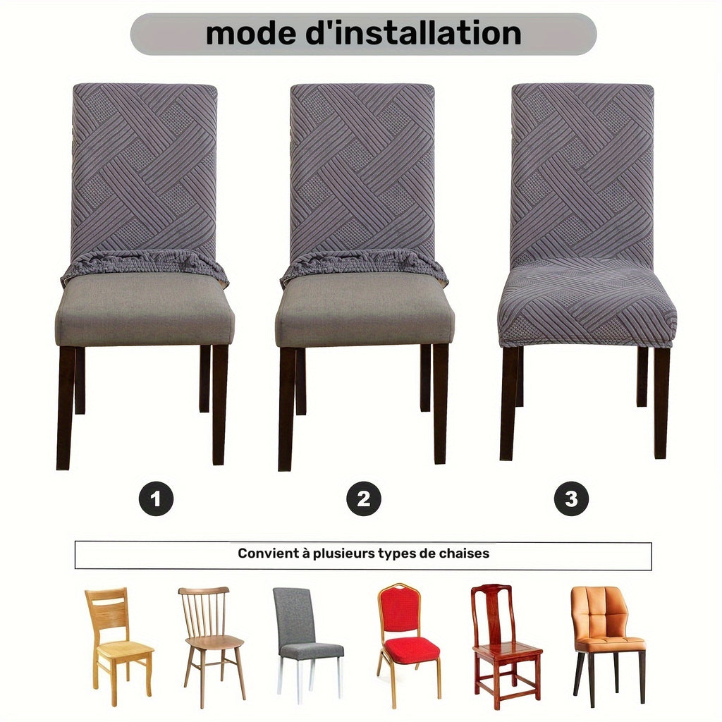 Housse de chaise damier gaufré, ensemble de 4 ou 6 pièces
