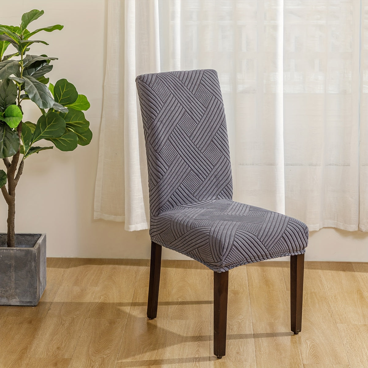 Housse de chaise damier gaufré, ensemble de 4 ou 6 pièces