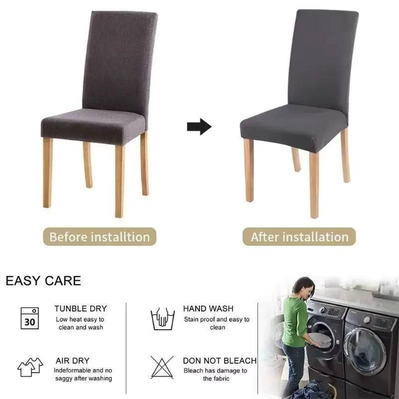 Housse de chaise extensible unie - Ajustement parfait