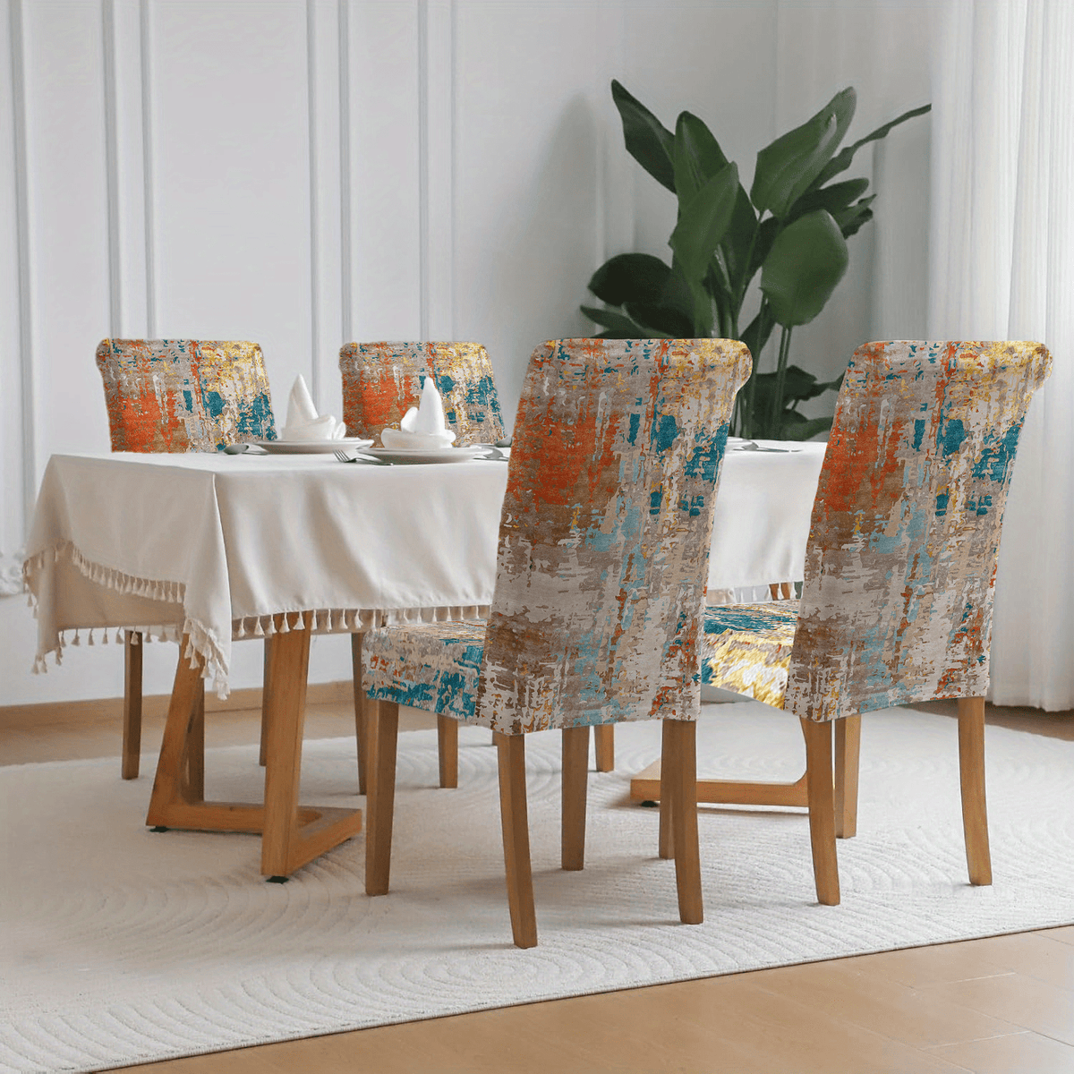 Housse de chaise à décor peint rouille — vue 5