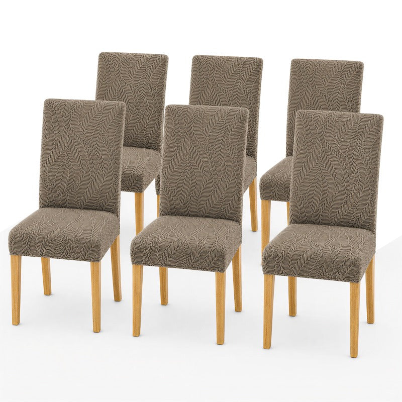 Housse de chaise en jacquard feuillage coton, lot de 4 ou 6