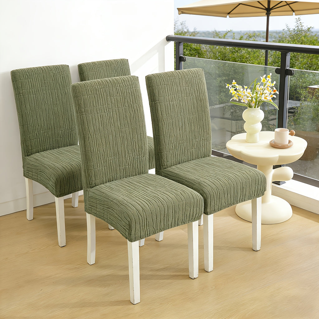 Vert Armée [Texture Doublée] / 4 housses de chaise
