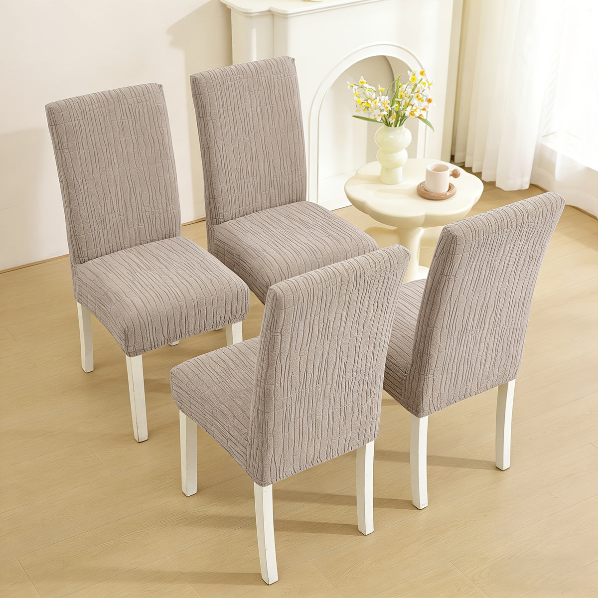 Kaki [avec motif de fil] / 4 housses de chaise