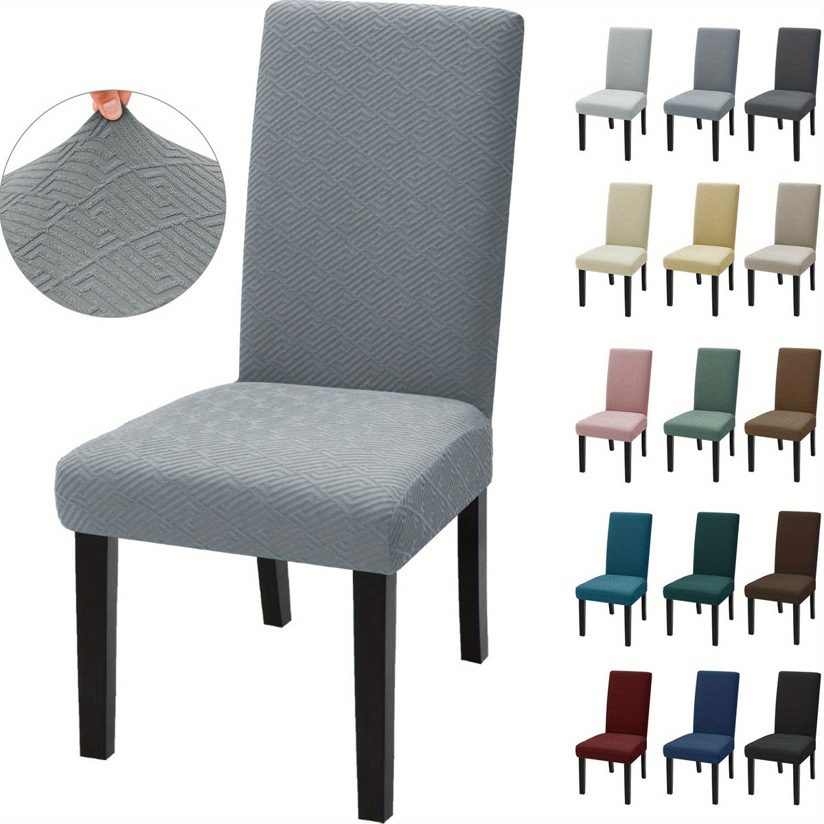Housse de chaise à losanges tissés, quinze teintes au choix