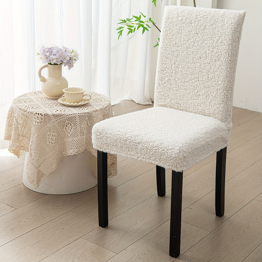 Housse de chaise en maille bouclette, sept couleurs unies