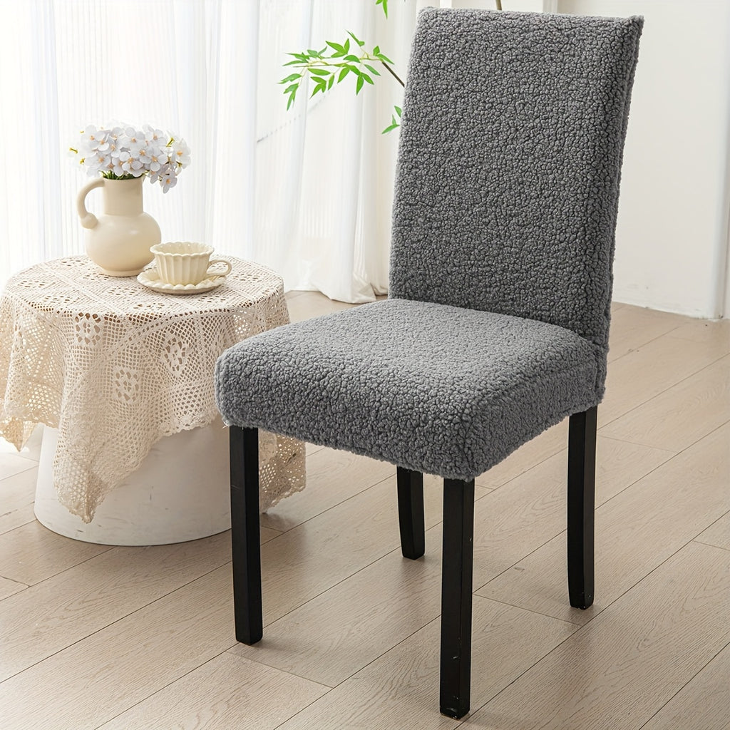 Housse de chaise en maille bouclette, sept couleurs unies