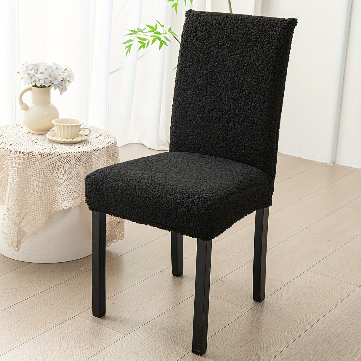Housse de chaise en maille bouclette, sept couleurs unies