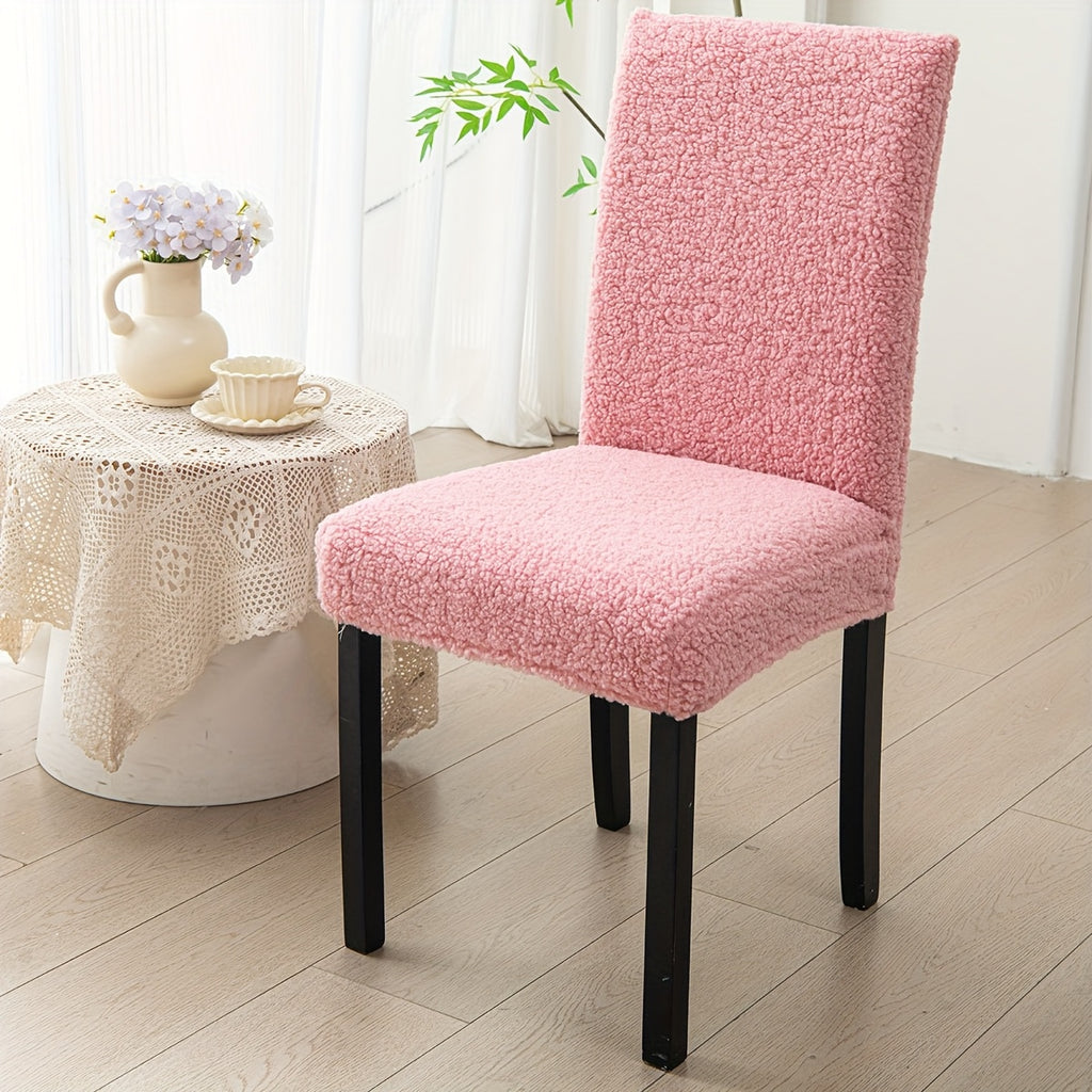 Housse de chaise en maille bouclette, sept couleurs unies