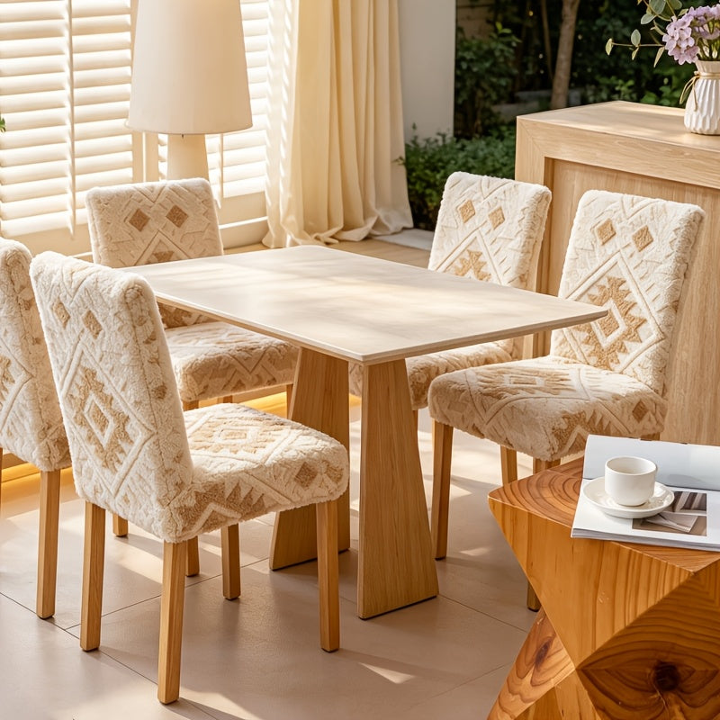 Housse de chaise à motif berbère en relief, brun sur crème