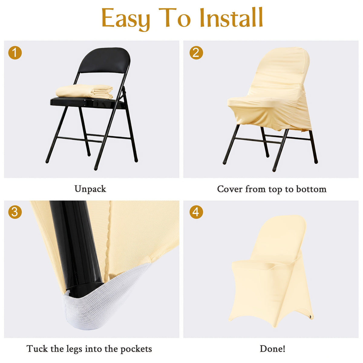 Housse de chaise pliante épaisse en six teintes, lot de 6