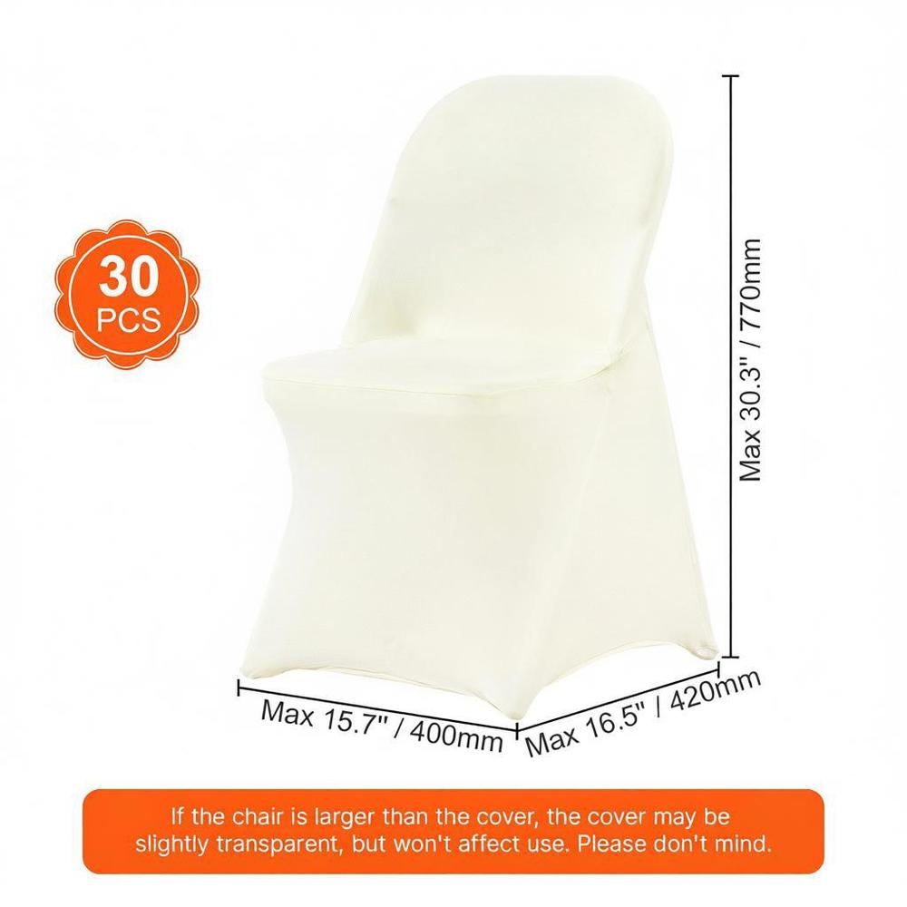 Housse de chaise pliante ivoire à poches d'angle, lot de 30