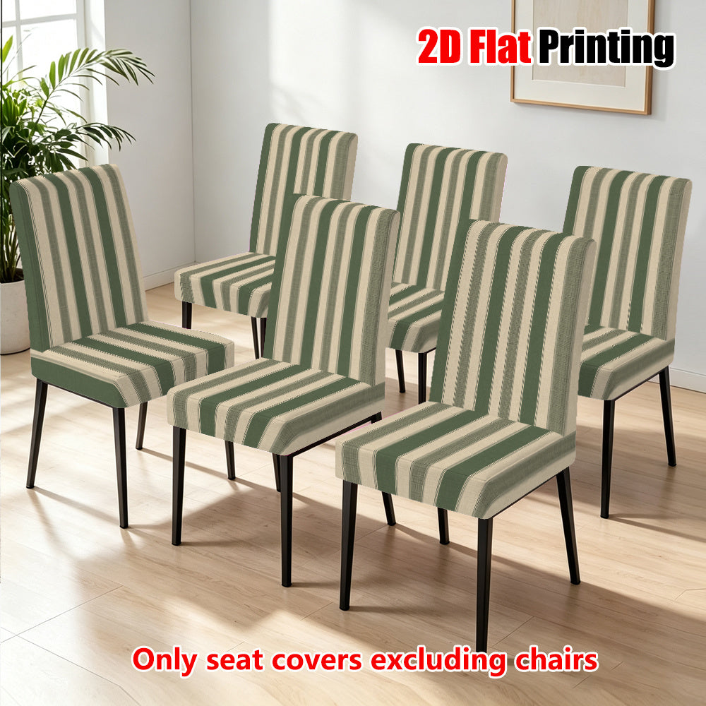 Housse de chaise à larges rayures vert sauge, lot de 2 à 6