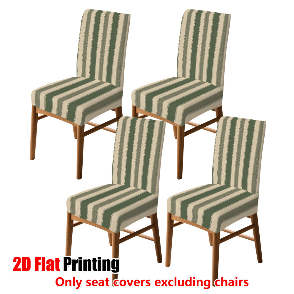 Housse de chaise à larges rayures vert sauge, lot de 2 à 6