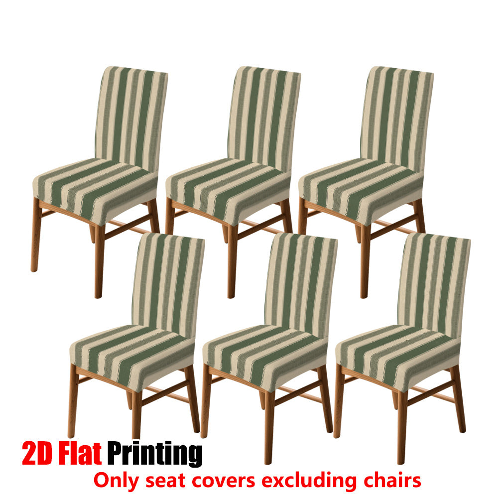 Housse de chaise à larges rayures vert sauge, lot de 2 à 6