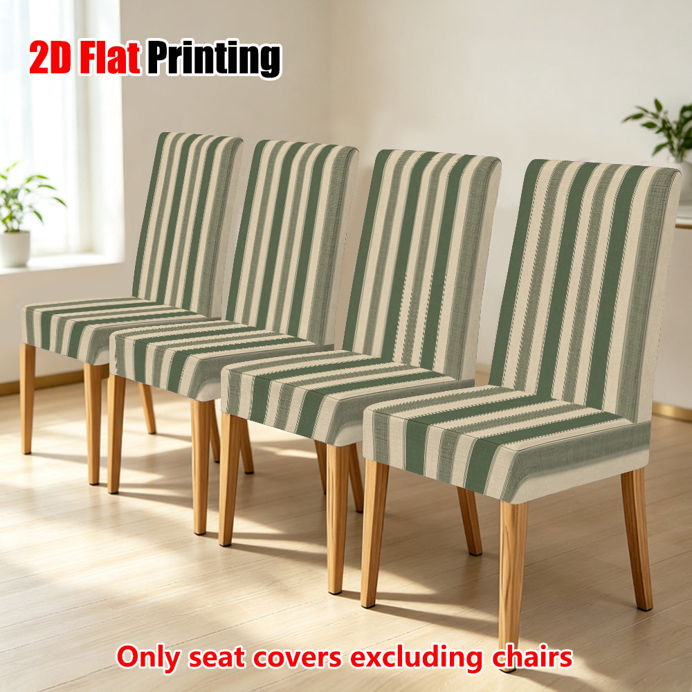 Housse de chaise à larges rayures vert sauge, lot de 2 à 6