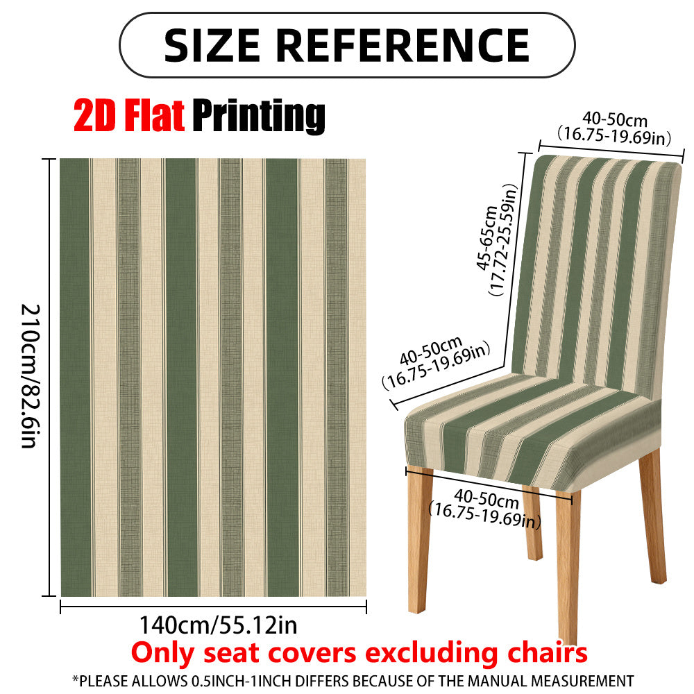 Housse de chaise à larges rayures vert sauge, lot de 2 à 6