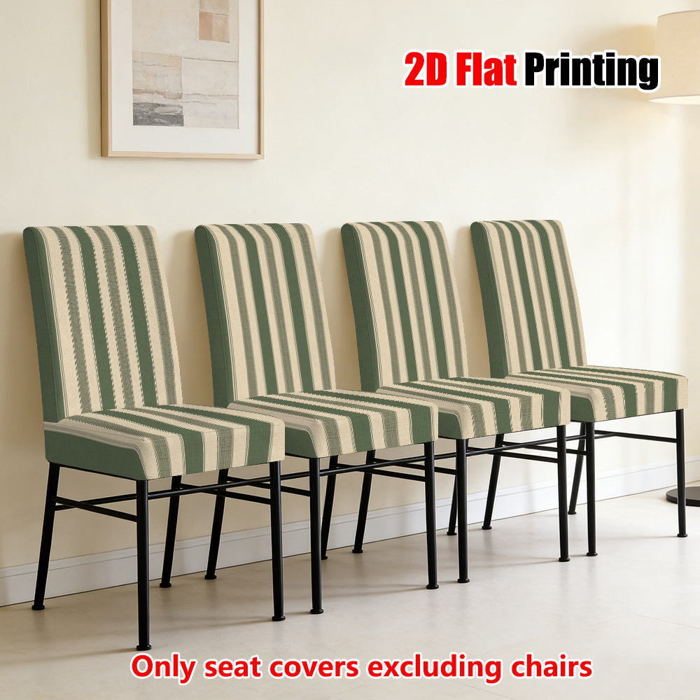 Housse de chaise à larges rayures vert sauge, lot de 2 à 6