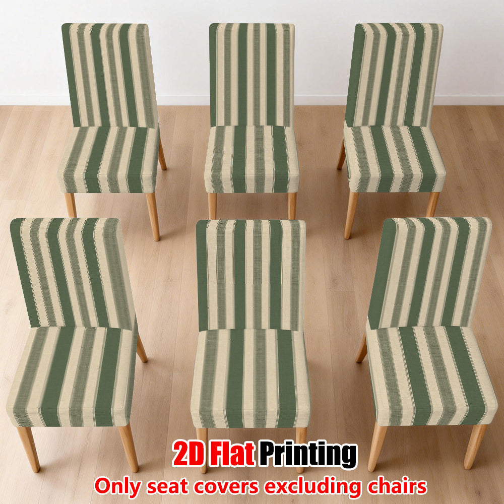 Housse de chaise à larges rayures vert sauge, lot de 2 à 6