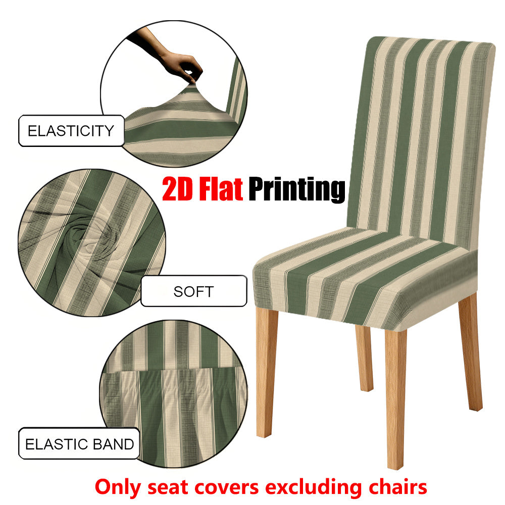Housse de chaise à larges rayures vert sauge, lot de 2 à 6