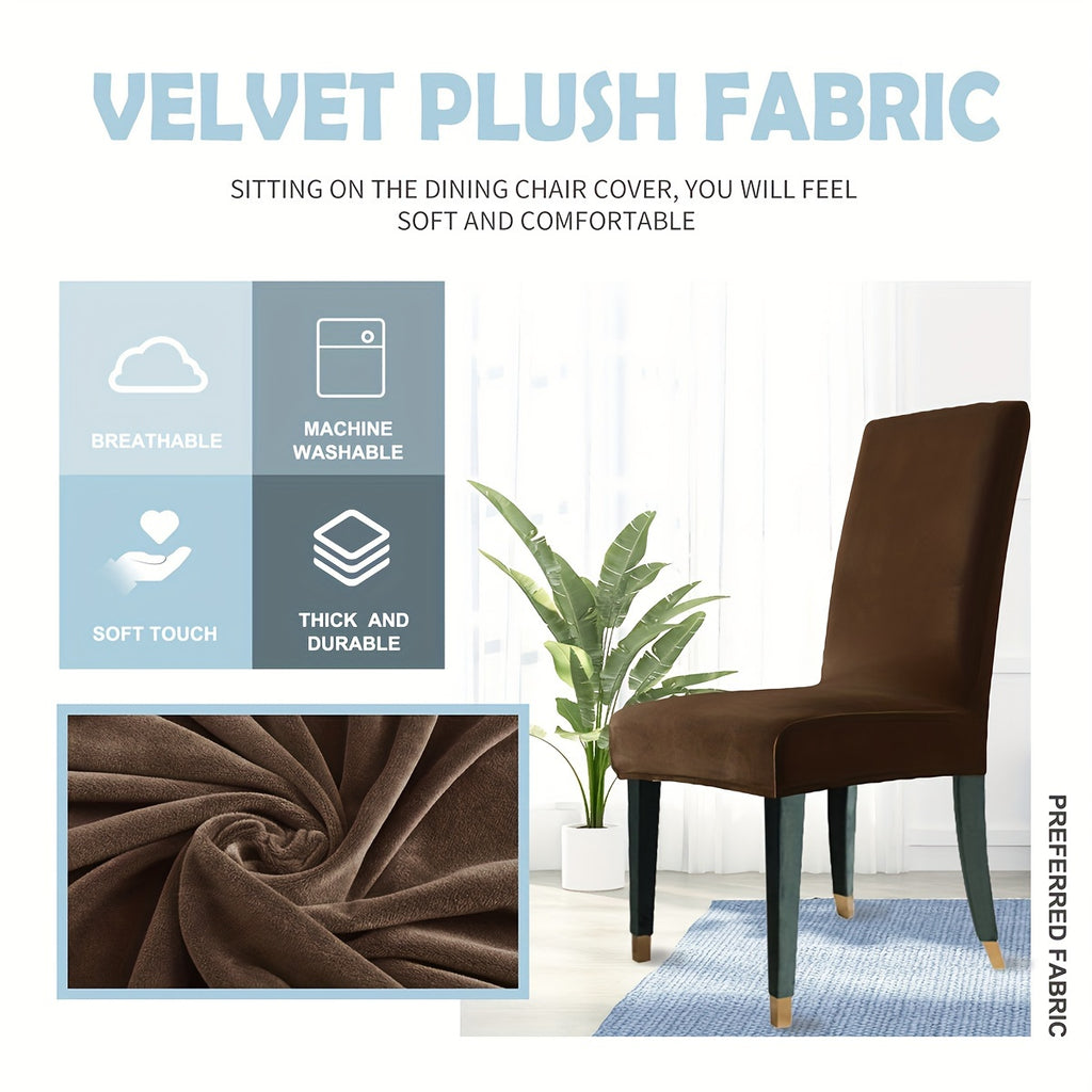 Housse de chaise en velours extensible, lot de 2, 4 ou 6
