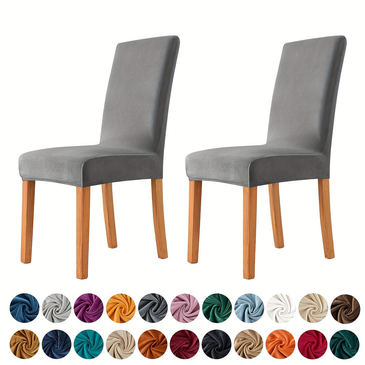 Housse de chaise en velours extensible, lot de 2, 4 ou 6