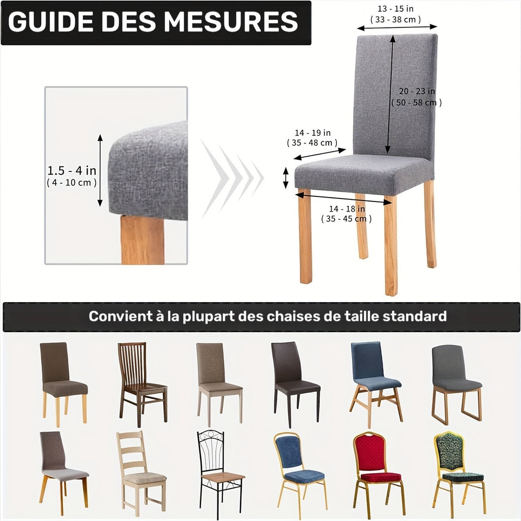 Housse de chaise en velours extensible, lot de 2, 4 ou 6