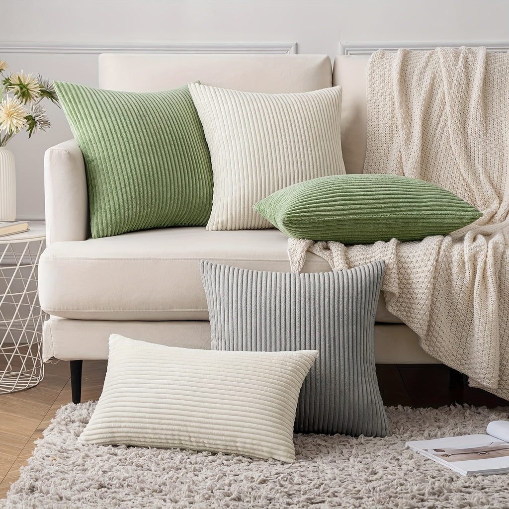 Housse de coussin en velours côtelé, huit coloris au choix