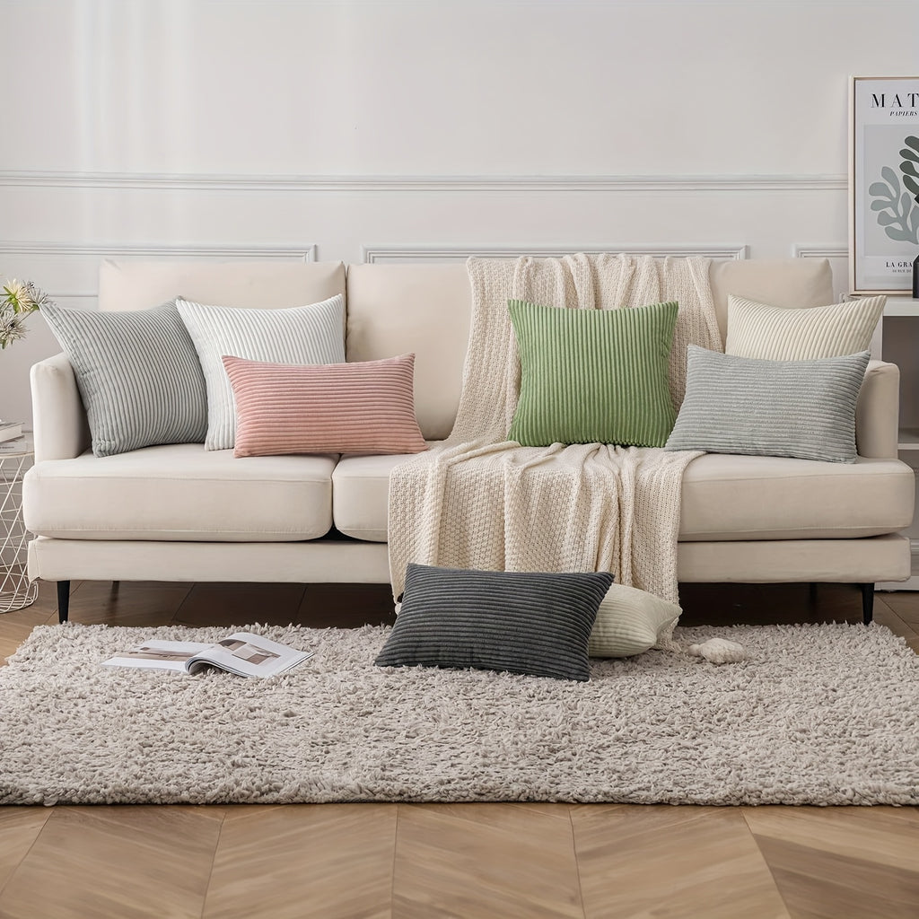 Housse de coussin en velours côtelé, huit coloris au choix
