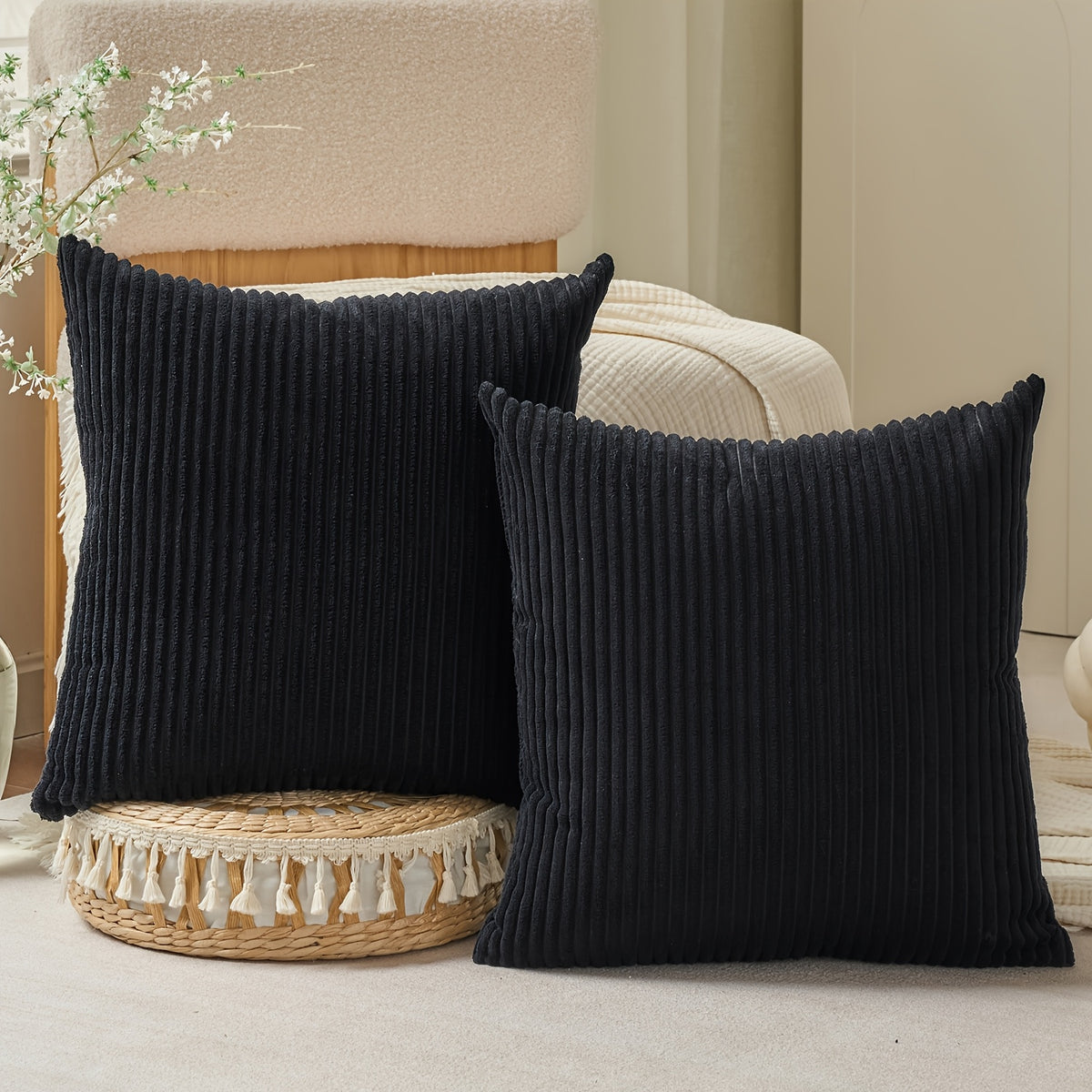 Housse de coussin en velours côtelé, huit coloris au choix — vue 5