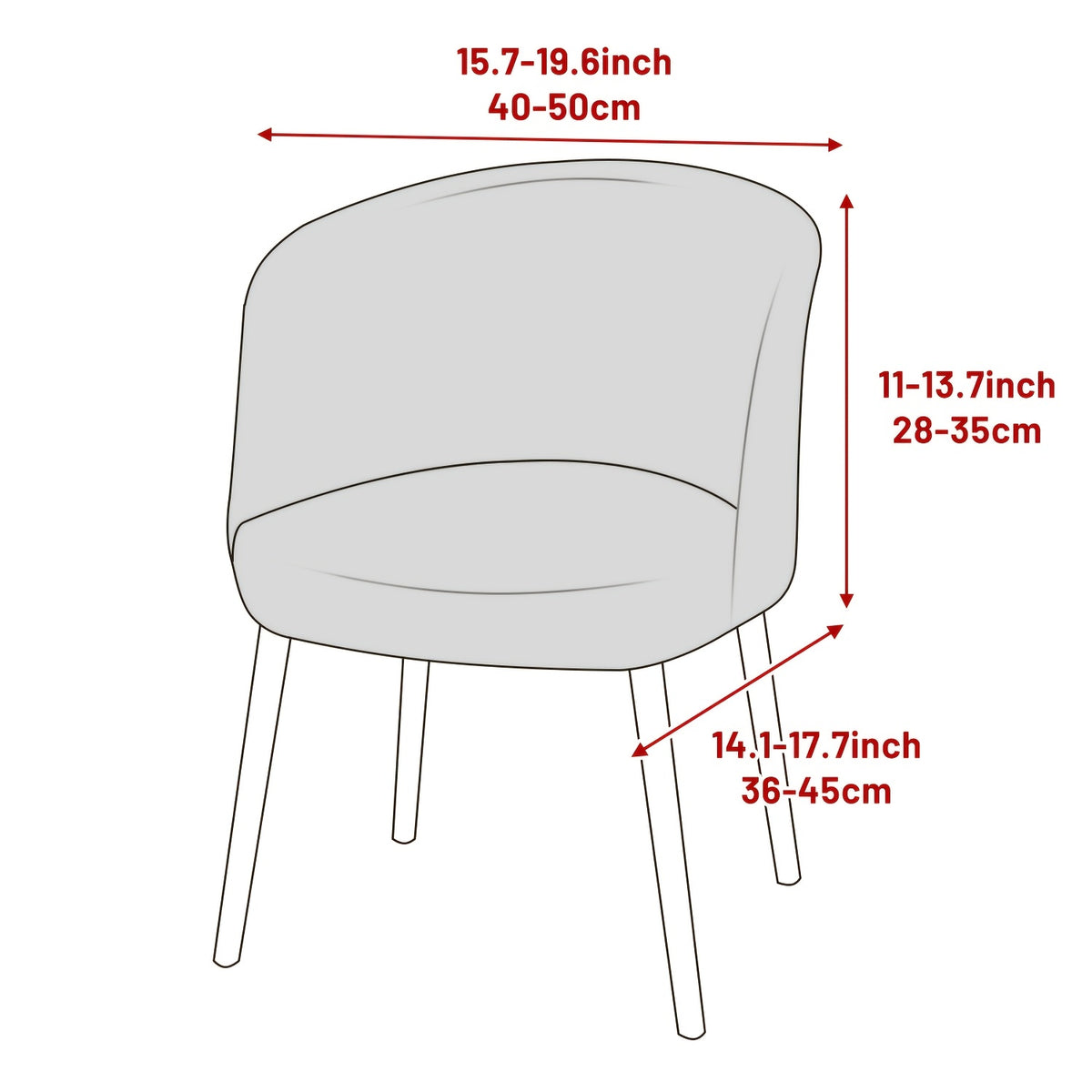 Housse de chaise arc, dossier demi-circulaire, 4 teintes