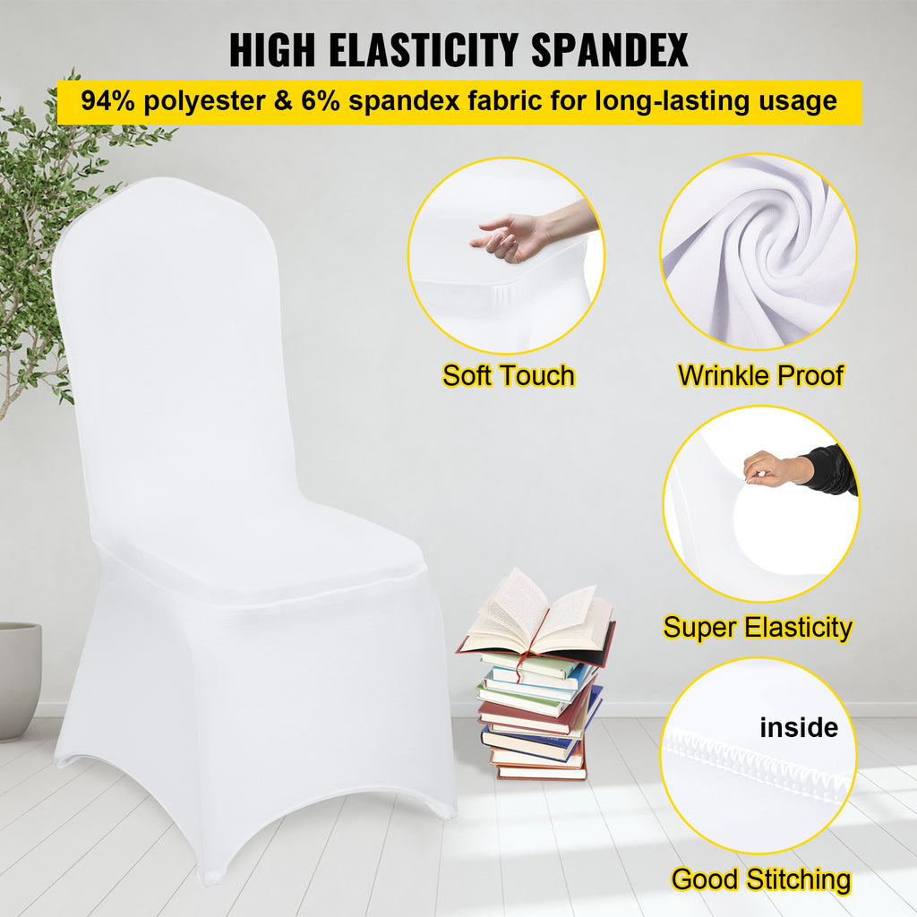 Housse de chaise blanche à dossier plat, lot de 50 pièces