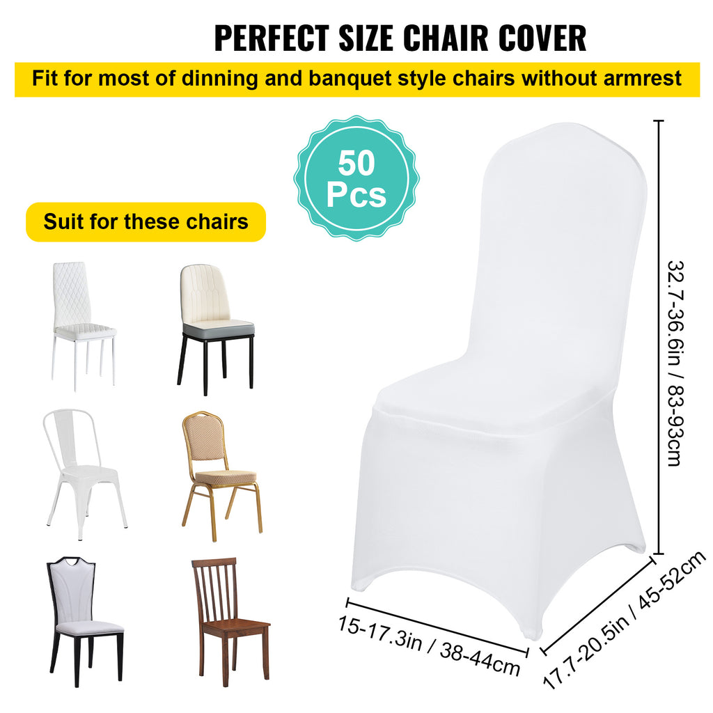 Housse de chaise blanche à dossier plat, lot de 50 pièces