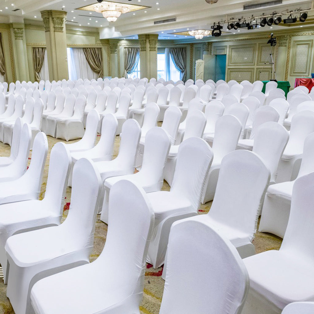 Housse de chaise blanche extensible pour banquet, lot de 100