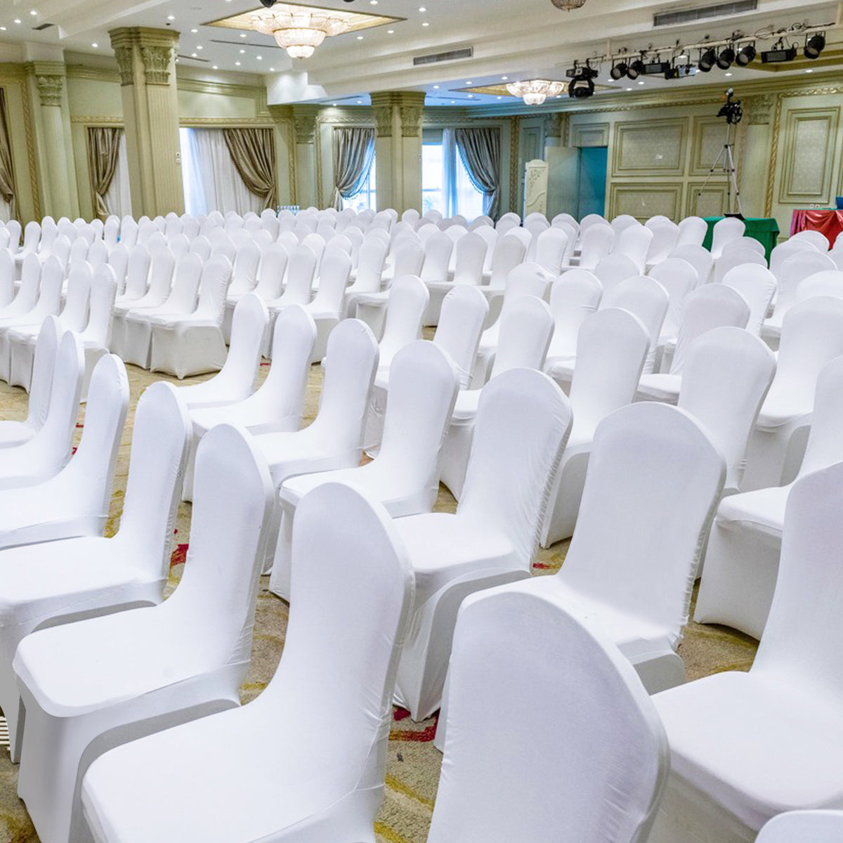 Housse de chaise blanche extensible pour banquet, lot de 100