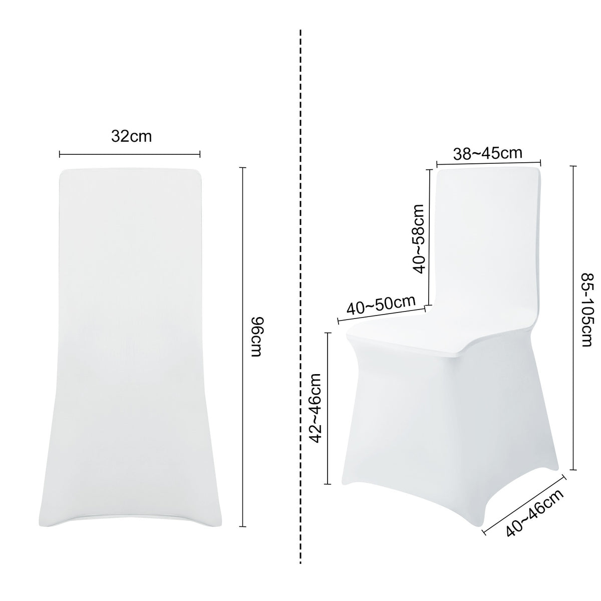 Housse de chaise blanche extensible pour banquet, lot de 100