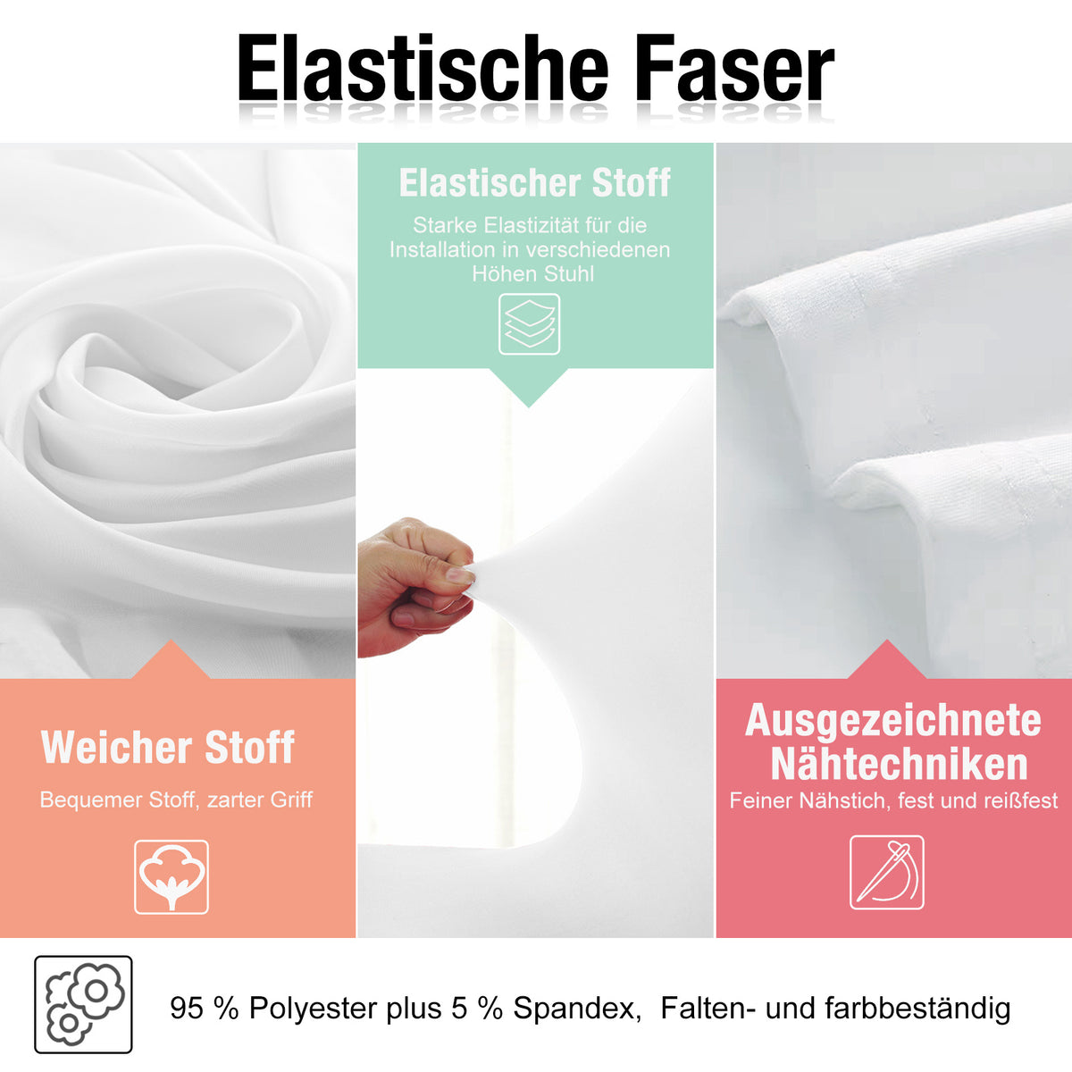 Housse de chaise blanche extensible pour banquet, lot de 100