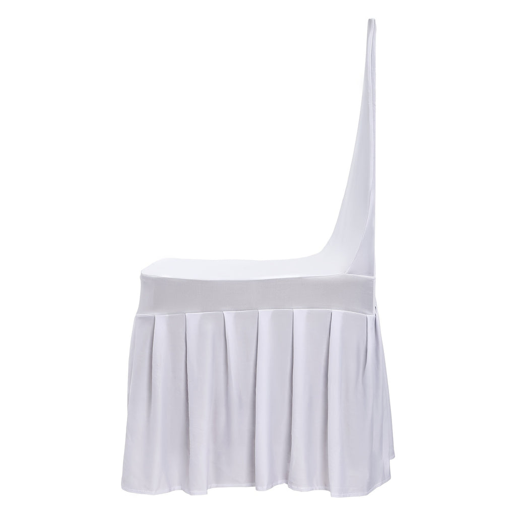 Housse de chaise blanche à jupe volantée plissée, lot de 30