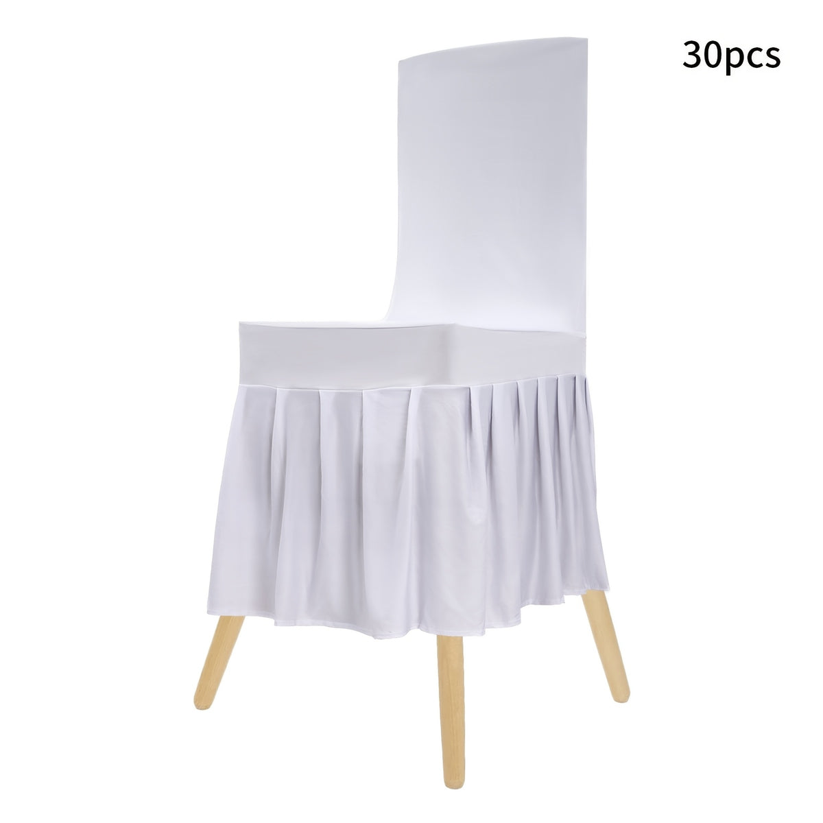 Housse de chaise blanche à jupe volantée plissée, lot de 30