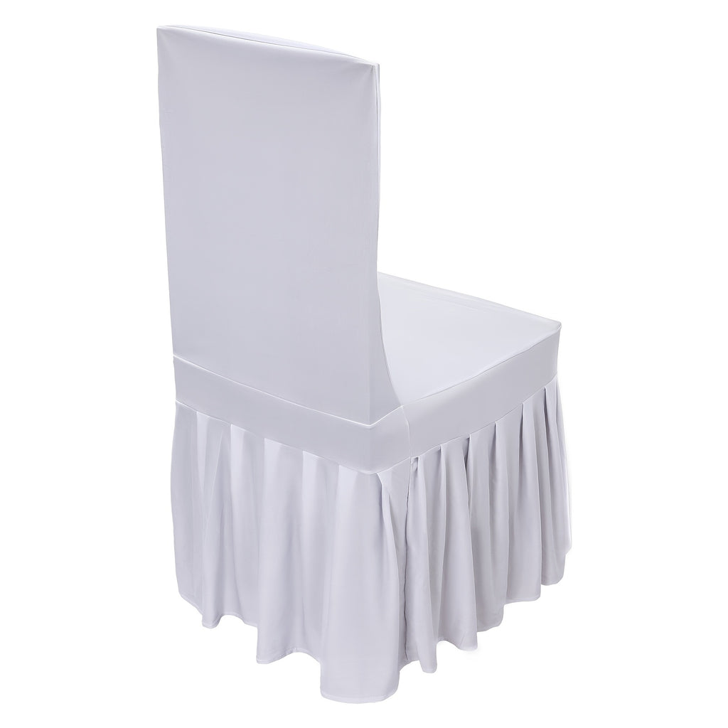 Housse de chaise blanche à jupe volantée plissée, lot de 30