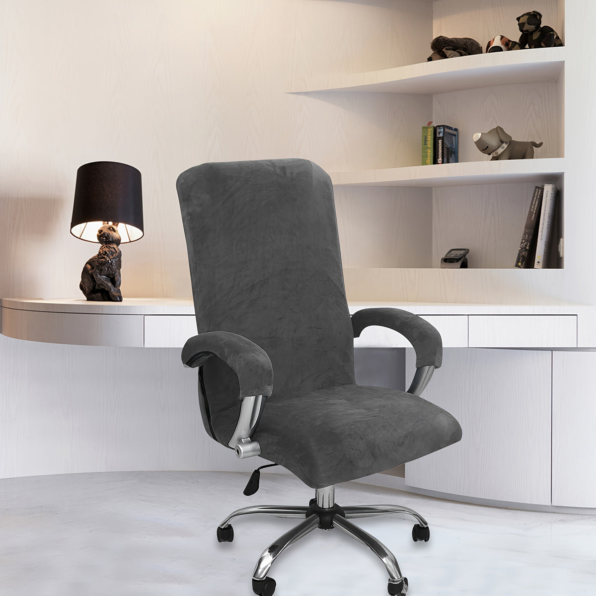 Housse de chaise de bureau taille XL, velours et manchons