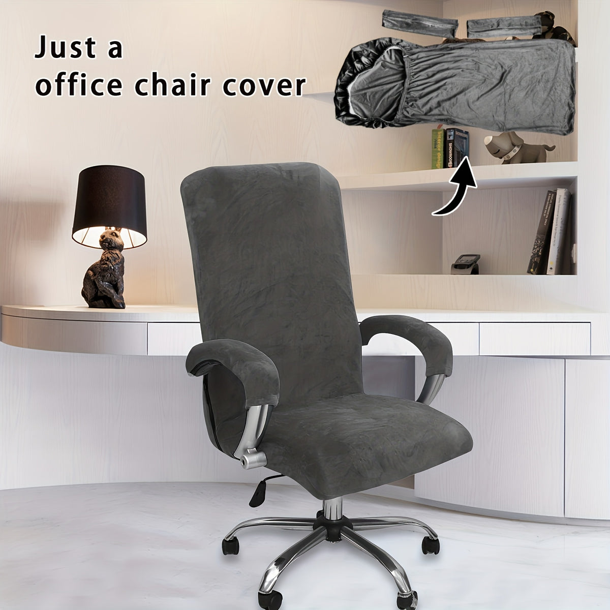 Housse de chaise de bureau taille XL, velours et manchons