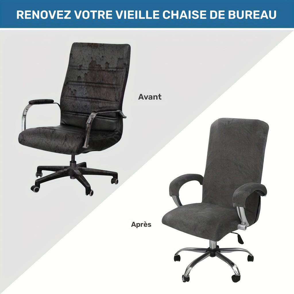 Housse de chaise de bureau taille XL, velours et manchons