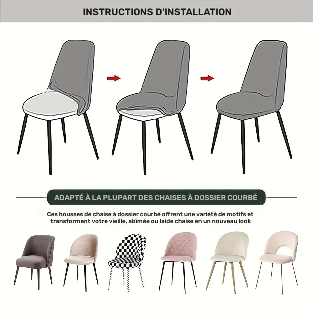 Housse de chaise scandinave galbée, coque et dossier arrondi