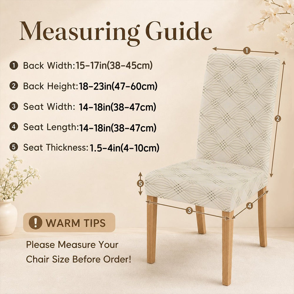 Housse de chaise crème à treillis doré imprimé, lot de 4