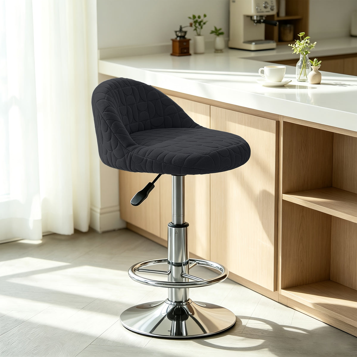 Housse de chaise de bar à dossier arrondi gaufré, lot de 2