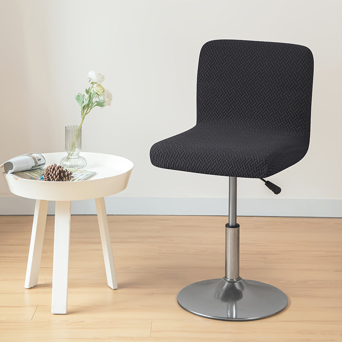 Housse de chaise de bar extensible en maille jacquard tressée
