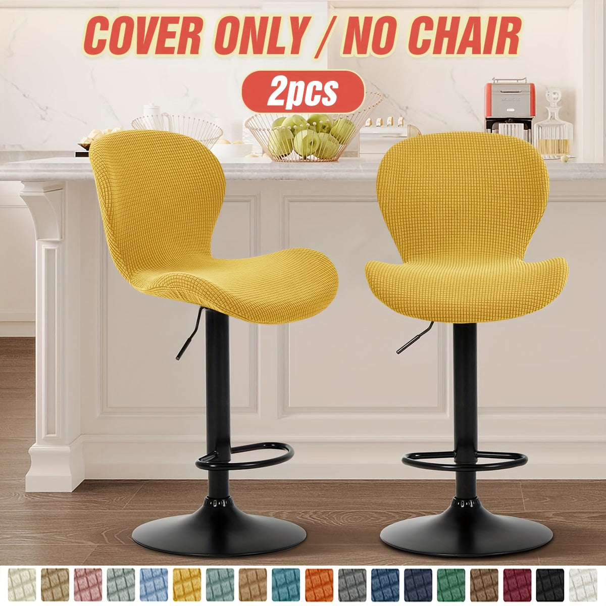 Housse de chaise de bar papillon en maille polaire, lot de 2